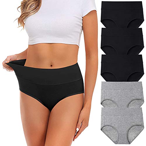 UMMISS Women's Soft Cotton Underwear Panties, Stretch Comfort Brief Underwear for Women-5 Pack -Multi -L.