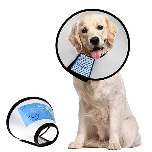 Supet Dog Cone Collar Adjustable After Surgery, Comfy Pet Recovery Collar & Cone for Large Medium Small Dogs, Elizabethan Dog Neck Collar Plastic Practical(White, L(Neck:13.5~19'))