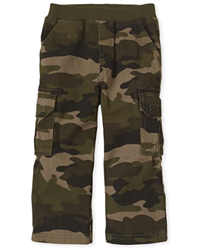 The Children's Place baby boys Uniform Pull on Chino Cargo infant and toddler pants, Olive Camo Single, 4T US