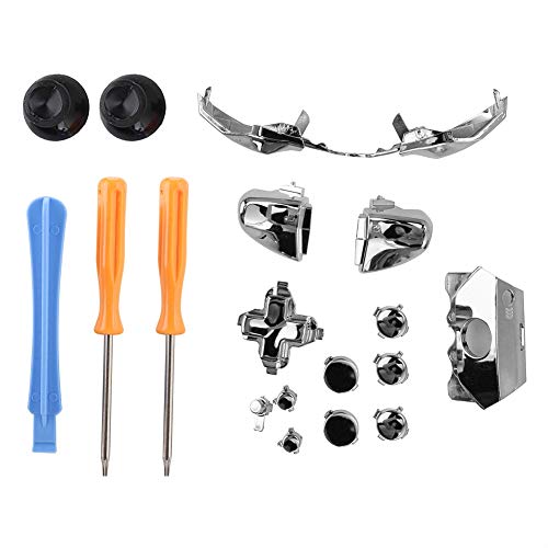 Colorful Buttons Set for One Controller, Game LB RB LT RT Button Screwdriver Kit Replacement Part Tool(Silver)