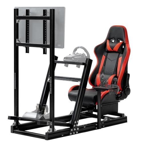 Supllueer Racing Simulator Cockpit with Monitor Stand Racing Seat Formula 1 and GT Racing Fit for Logitech GPRO G29 G920,Thrustmaster T300,Fanatec NO Display Steering Wheel Pedal Shifter