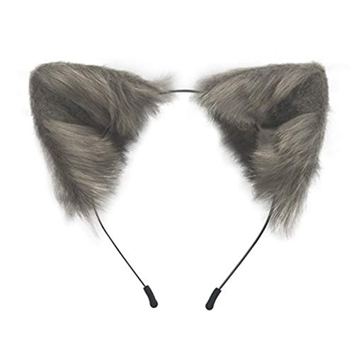 SMILETERNITY Handmade Fox Wolf Cat Ears Headwear Costume Accessories for Halloween Christmas Cosplay Party (Gray)
