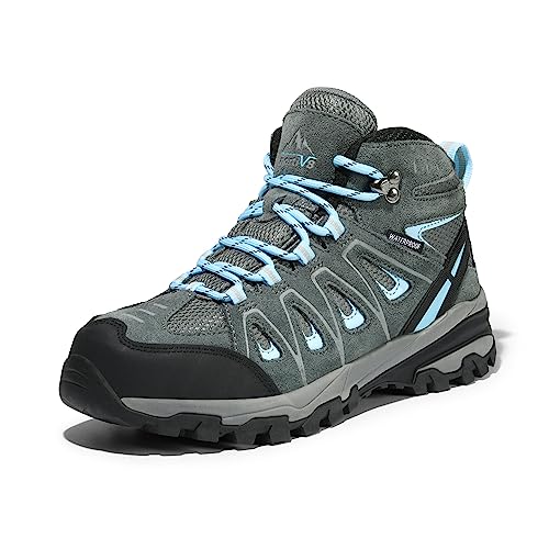 NORTIV 8 Womens Waterproof Hiking Boots Low Top Lightweight Outdoor Trekking Camping Trail Hiking Boots Size 11 M US SNHB211W, Grey/Blue