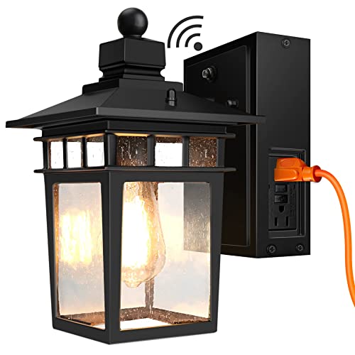 Dusk to Dawn Outdoor Lights with GFCI Outlet Sensor Outside Exterior Porch Wall Light Fixture, Anti-rust Wall Mount Lantern,Waterproof Wall Sconce,Outside Lights for House Front Door,Bulb not Included