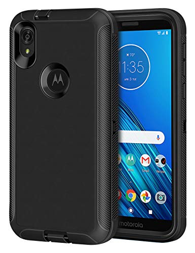 Jelanry for Motorola Moto E6 Case, [Shockproof] [Anti-Dust] [Heavy Duty Protection] Protective Anti Scratch Dual Layer Tough Rugged Hybrid Bumper Phone Case Cover for Motorola Moto E6 2019, Black