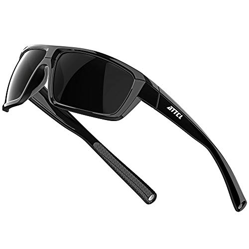 ATTCL Polarized Wrap Sunglasses For Men Cycling Driving Fishing - Sports Glasses Ultralight 5001 Black