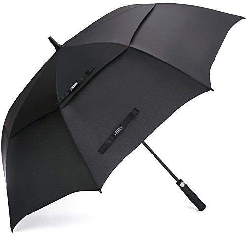 G4Free 54 Inch Automatic Open Golf Umbrella Windproof Extra Large Oversize Double Canopy Vented Windproof Waterproof Stick Umbrellas for Men Black