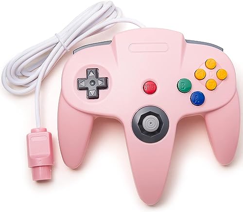 KIWITATA Classic N64 Controller, Retro N64 Wired Joystick Replacement Gamepad Controller for N64 System Video Games Console Pink