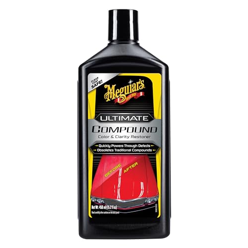 Meguiar’s Ultimate Compound - Pro-Grade Car Scratch Remover, Paint Correction Compound that Removes Defects While Adding Gloss and Shine, Single Stage and Clear Coat Scratch Remove, 15.2 Oz