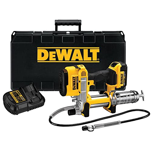 DEWALT 20V MAX Grease Gun Kit, Cordless, 42” Long Hose, 10,000 PSI, Variable Speed Triggers, Battery and Charger Included (DCGG571M1)