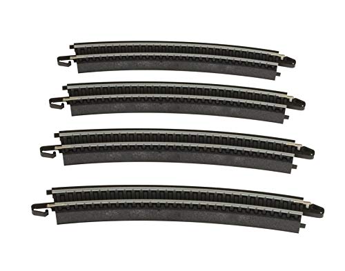 Bachmann Trains - Snap-Fit E-Z Track 18” Radius Curved Track (4/card) - Steel Alloy Rail With Black Roadbed - HO Scale