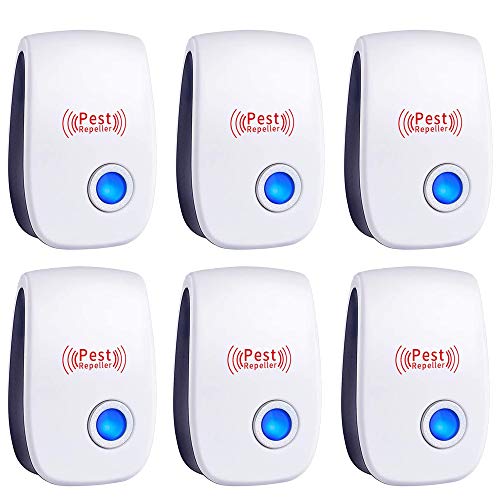 Ultrasonic Pest Repeller 6 Packs, Electronic Plug in Sonic Repellent pest Control for Bugs Insects Roaches Mice Spiders Rodents Mosquitoes