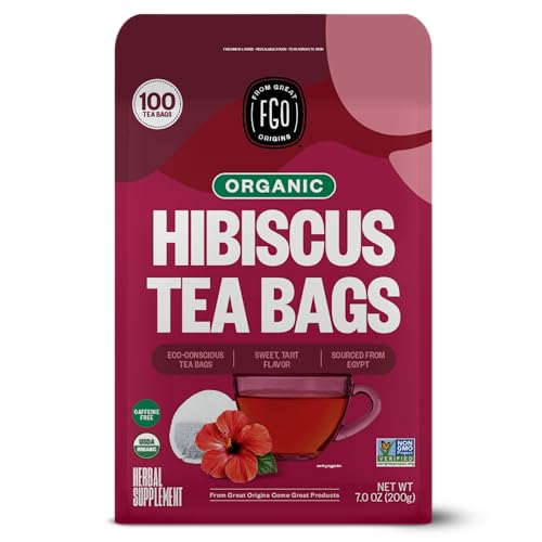 FGO Organic Hibiscus Tea, Eco-Conscious Tea Bags, 100 Count, Packaging May Vary (Pack of 1)