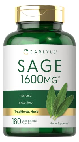 Carlyle Sage Supplement 1600mg | 180 Capsules | High Potency | Non-GMO, Gluten Free