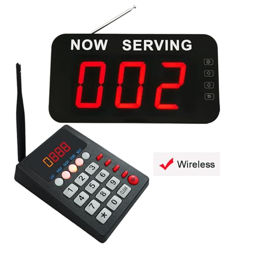 Take A Number System Queue Calling System Now Serving Queue Management System Waiting Number System 3 Digit for Restaurant Hospital Medical Clinic Bank Counter Office (1 Keypad 1 Display)