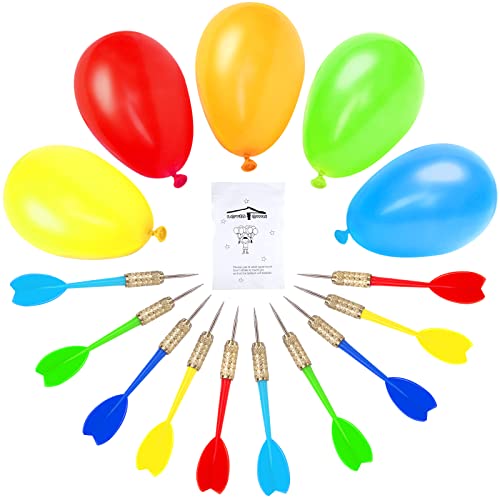 LovesTown Carnival Games Darts Balloons, 500PCS Circus Decorations Christmas Balloons Water Balloons with 10PCS Darts for Carnival Party Supplies