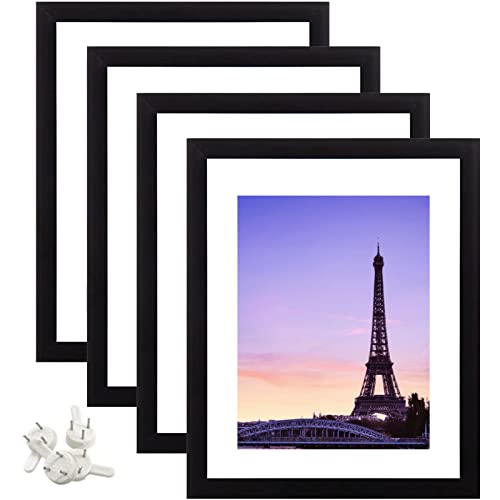 8X10 Picture Frame Set of 4, Picture Frames Collage Wall Decor,5x7 with Mat or 8x10 Without Mat, Picture Frames 8 by 10 for Table Top Display Pictures Wall Gallery Picture Frames Easter Decorations