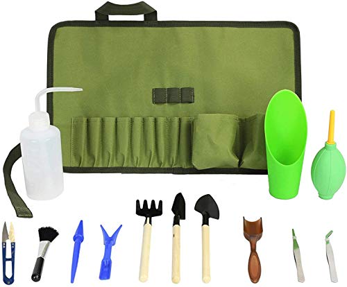 Succulent Kit Roll Organizer Gardening Tool Set | Terrarium Supplies Mini Succulent Garden Tool Kit | Heavy Duty Succulent Bonsai Planter Set Indoor Gardening | Fairy Zen Kit for Soil Fertilizer Seeds