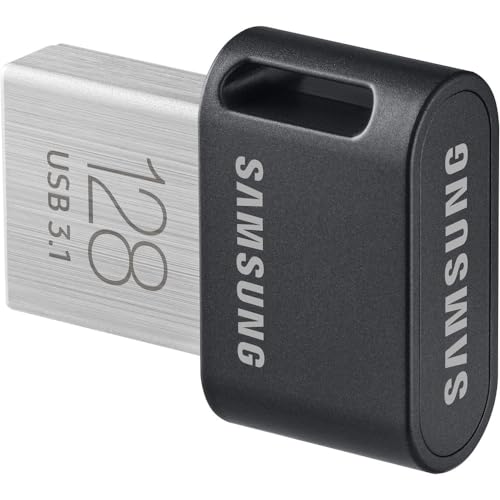SAMSUNG FIT Plus 3.1 USB Flash Drive, 128GB, 400MB/s, Plug In and Stay, Storage Expansion for Laptop, Tablet, Smart TV, Car Audio System, Gaming Console, MUF-128AB/AM,Gunmetal Gray