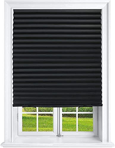 Mirrotek Pleated Window Paper Shades Room Darkening Blinds Black 36' x 69' (Pack of 6 Temporary Shades)