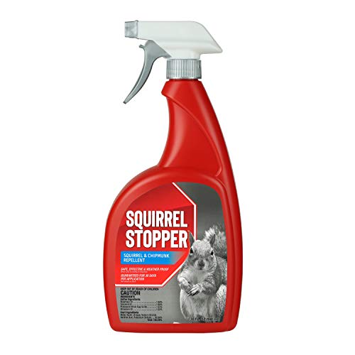 Squirrel Stopper Animal Repellent - Safe & Effective, All Natural Food Grade Ingredients; Repels Squirrels and Chipmunks; Ready to Use, 32 fl. oz. Trigger Spray Bottle