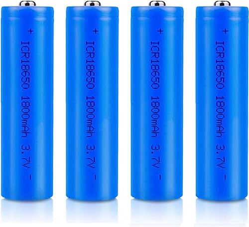 18650 Batteries 3.7V 1800mAh Lithium li-ion Rechargeable Battery, Li-ion Icr 18650 1800mah 3.7v 6.66wh Rechargeable Batteries, for LED Flashlight, Headlamps, Doorbells, RC Cars(4pack, Button Top)