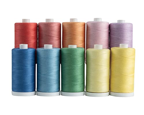 Connecting Threads 100% Cotton Thread Sets - 1200 Yard Spools (Set of 10 - Saltwater Taffy)