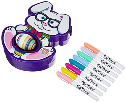 The Eggmazing Easter Egg Decorator Kit - Includes Bunny Egg Decorating Spinner Arts and Crafts Set with 8 Colorful Quick Drying Markers