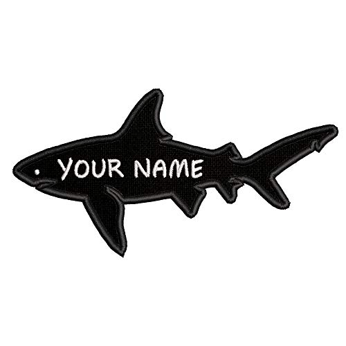 Custom Your Text Shark Cutout Embroidered Premium Patch DIY Iron-on or Sew-on Decorative Badge Emblem Vacation Souvenir Travel Gear Clothes Appliques