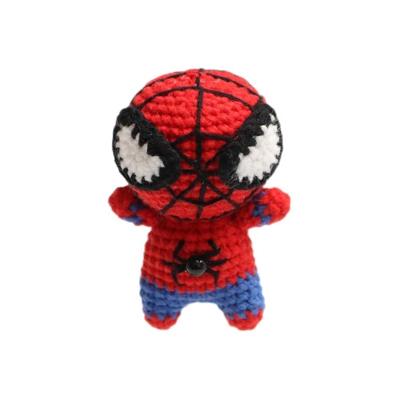 Finished Hand Crochet Spiderman Charms Sweater Knitting Keychain Charms Woven Cartoon Doll Bag Hanging (Spiderman Single)