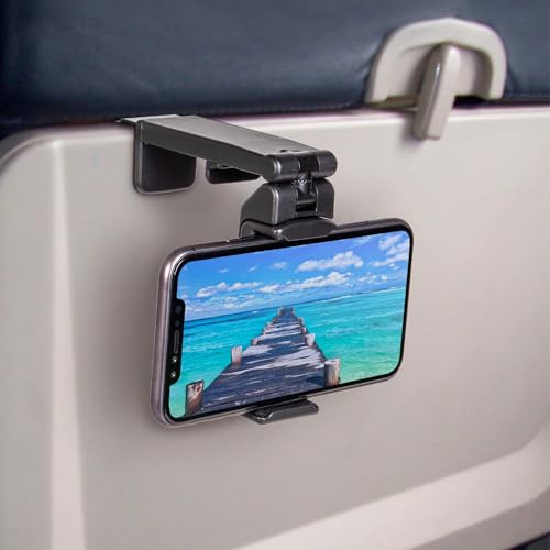 Perilogics Universal in Flight Airplane Phone Holder Mount. Hands Free Viewing with Multi-Directional Dual 360 Degree Rotation. Pocket Size Must Have Airplane Travel Essential Accessory for Flying