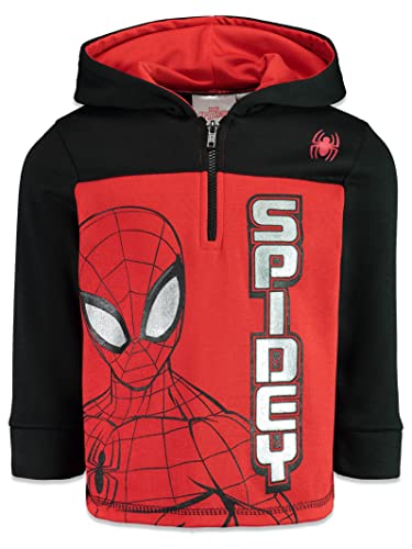 Marvel Spider-Man Toddler Boys Fleece Half Zip Hoodie Red/Black 5T