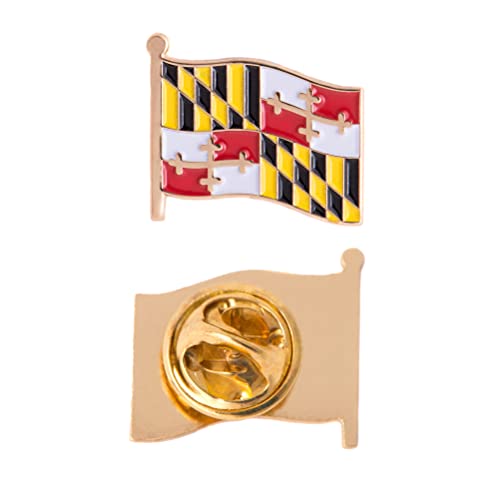 Maryland State Flag Lapel Pin MD Enamel Made of Metal Souvenir Hat Men Women Patriotic (Waving Flag Lapel Pin)