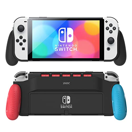 MEQI Grip Case Compatible with Nintendo Switch OLED, Unique Upgraded Designed with 5 Game Slots Comfortable & Ergonomic Grip Switch Accessories