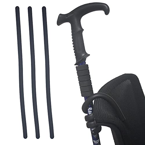 Swantú Walking Stick Holder Foldable Cane Holder Crutches Flexible Hook Bendable Grabber Hanger for Crutch and Wheelchair Users (3, Black)