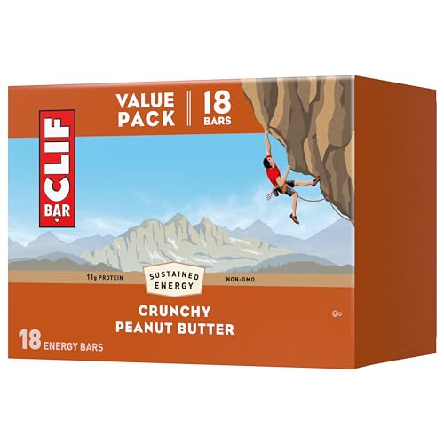 Clif Bar - Crunchy Peanut Butter - Made with Organic Oats - 11g Protein - Non-GMO - Plant Based - Energy Bars - 2.4 oz. (18 Pack)
