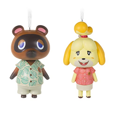 Hallmark Nintendo Animal Crossing Isabelle and Tom Nook Christmas Ornaments, Set of 2