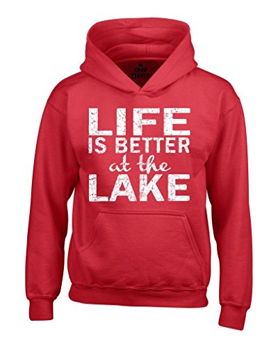 shop4ever Life is Better at The Lake Hoodies Sayings Sweatshirts XX-LargeRed