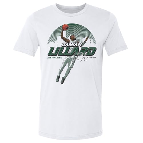 Damian Lillard Shirt (Cotton, Large, White) - Damian Lillard Milwaukee Skyline