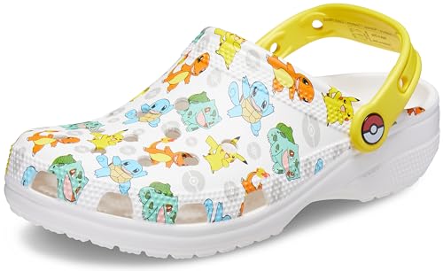 Crocs Unisex Classic Pikachu Clogs, Pokemon Shoes, 11 Women/9 Men White/Multi