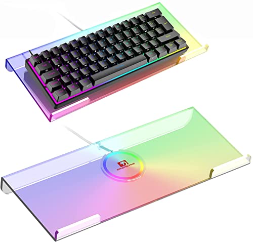 SELORSS Clear 366 Kinds RGB Acrylic Tilted Computer Keyboard Holder,PC Keyboard Stand Tray Holder for Easy Ergonomic Typing and Working at Home and Office Upgraded Version