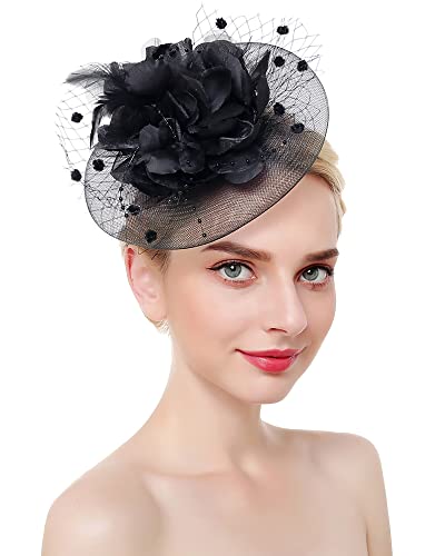 1920s 50s Vintage Fascinators Hat for Women Tea Party Halloween Headband Flower Bridal Shower Weddings Themed Events