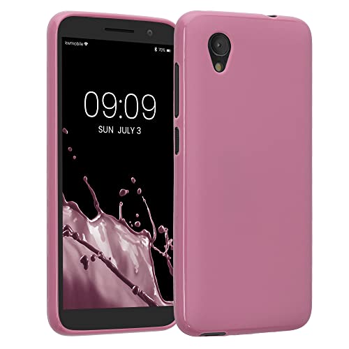 kwmobile Case Compatible with Alcatel 1 (5.0') Case - Soft Slim Protective TPU Silicone Cover - Dark Rose