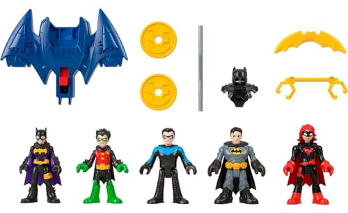 Fisher-Price Imaginext DC Super Friends Batman Toys Family Multipack Figure Set, 5 Characters & 7 Accessories for Kids Ages 3+ Years