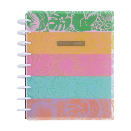 Happy Planner Disc-Bound 12-Month Planner, July 2024–June 2025 Daily Planner, Dashboard Layout, Classic Size, Bold and Botanical, 72 Pages, 12 Dividers, 2 Sticker Sheets, 7' x 9 3/4'