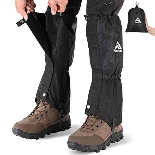 Gaiters for Hiking – Waterproof and Breathable Leg Gaiters for Women and Men Boots, Adjustable Lightweight Shoes Gaiters for Hunting, Hiking, Mountaineering, Snow Gaiters for Hiking Boots (Black)