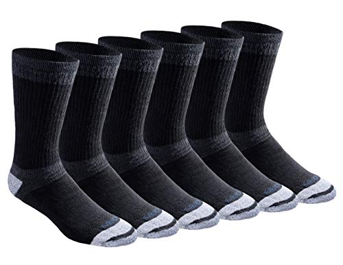 Dickies mens Dri-tech Moisture Control Max Full Cushion Crew Multipack Casual Sock, 3.0 Full Cushion Black (6 Pairs), Shoe Size 6-12 US