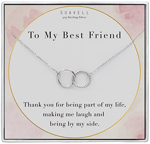 Suavell Best Friend Necklaces. Interlocking Circles, Sterling Silver Silver Chain Necklace. Open Circle Necklace for Women. Friend Gifts for Women, Birthday Gifts for Women, Soul Sisters, Gift Ideas