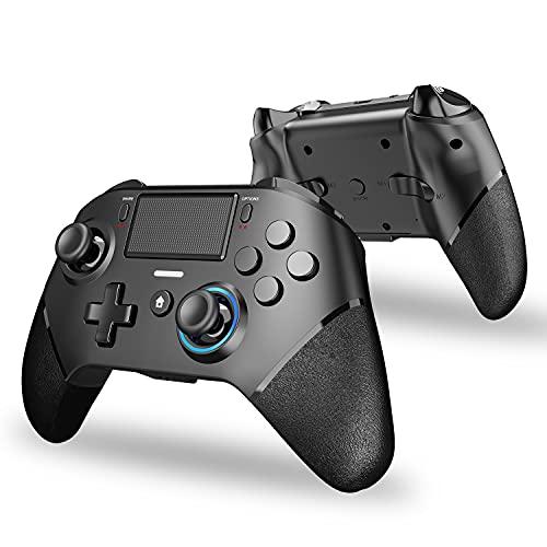 GCHT GAMING Wireless Pro Controller for PS4/PS4 Slim/PS4 Pro, Gaming Ccontroller Compatible PC, Steam with Back Buttons, Turbo, Vibration, Game Joystick Gamepad Wireless/Wired (Dark Black)