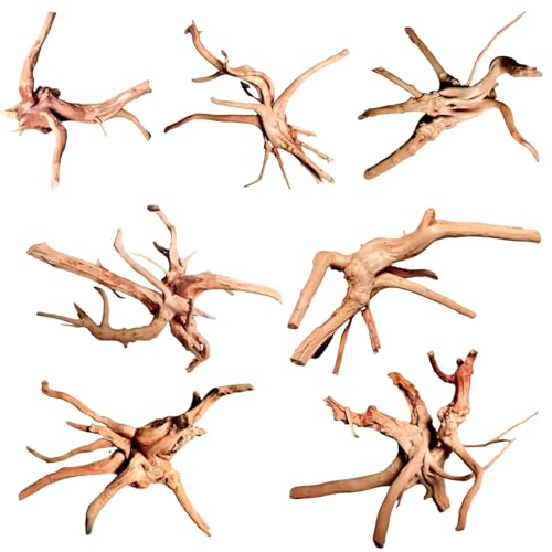 WDEFUN Driftwood for Aquarium Decor Natural Spider Wood Branches for Fish Tank Decorations 4-8 inch Pack of 7